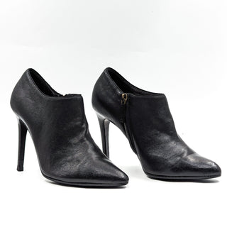 Lanvin Women Black Leather Zip Heel Dressy Office Round Boots size 8US EUR 38