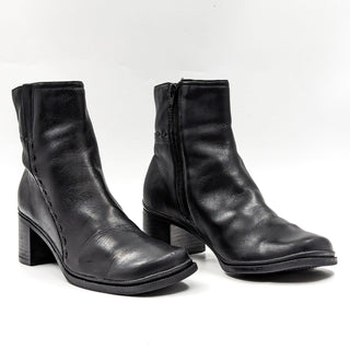 Croft & Barrow Women Terra Black Leather Retro Vintage 90s Square Boots sz 6.5