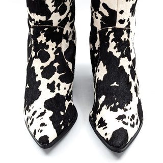 Dingo Women Live Leather Cow Printed Snip Western Cowboy Boots size 10