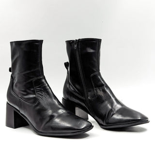 Jeffrey Campbell Women Jerem Vegan Black Leather Retro Square Toe Boots size 9