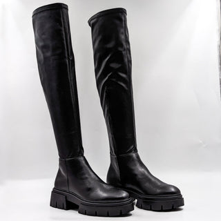 Schuh Women Black Vegan Leather Festival Platform Over The Knee Boots size 8US