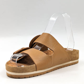 Vince Women Glyn Dual Buckle Brown Leather Sandals size 6US EUR36