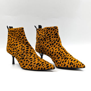 AGL Women Leopard Print Leather Zip Pointy Toe Boots size 6.5-7US EUR 37