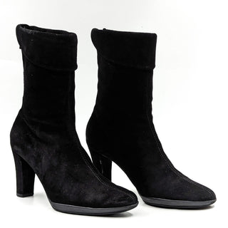 Aquatalia Women Black Suede Weatherproof Office Dressy Heel Boots size 7.5