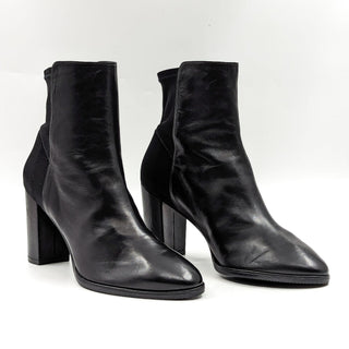 Stuart Weitzman Women Harper Black Leather Sock Office Dressy Ankle Boots size 11