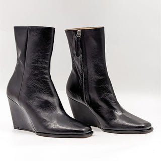 Wandler Women Gaia Black Leather Wedge Dressy Ankle Boots 7US EUR 37