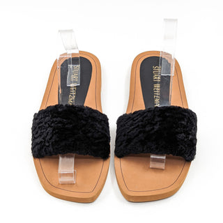 Stuart Weitzman Women Cammy Shearling Strap Furry Slide Sandals size 11