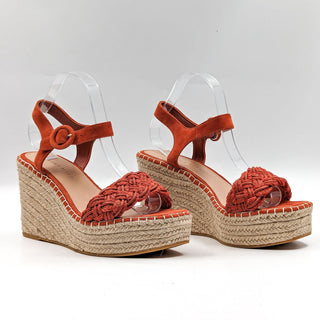 Veronica Beard Women Reema Coral Red Espadrille Suede Buckle Sandals size 10
