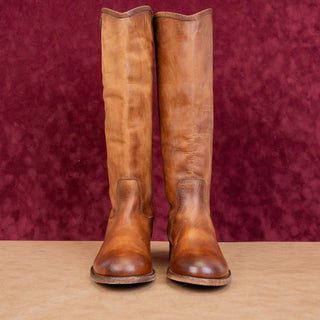 Frye Wmn Melissa Button Brown Distress Leather Equestrian Riding knee Boots 7.5