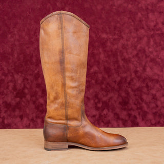 Frye Wmn Melissa Button Brown Distress Leather Equestrian Riding knee Boots 7.5