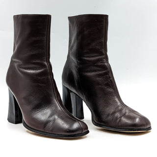 Newport News Women Brown Leather Retro Vintage 90s Square toe Boots sz 10