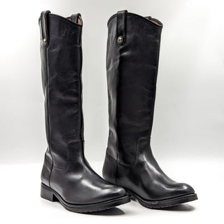 Frye Women Melissa Button 2 Slip on Lug Sole Leather Black Riding Boots size 8.5