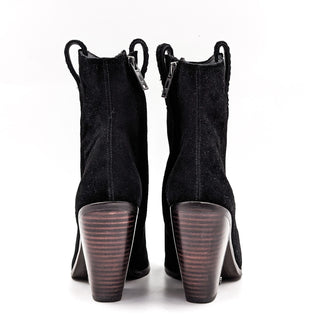 Sam Edelman Women Agnes Black Suede Western Cowboy Ankle Boots size 8
