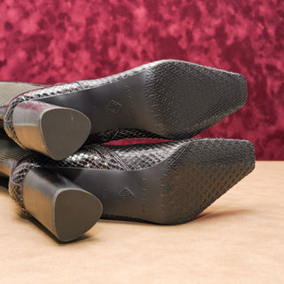 Donald Pliner Women Houda Dark Brown Snake Print Leather Zip Knee Boots sz 8.5