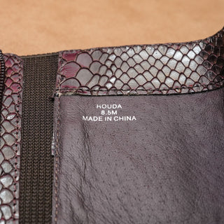 Donald Pliner Women Houda Dark Brown Snake Print Leather Zip Knee Boots sz 8.5