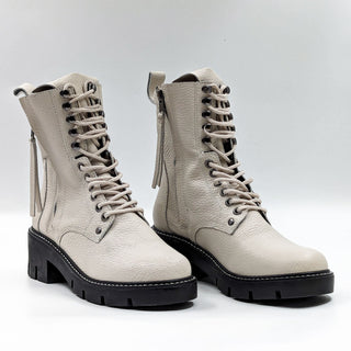 Golo Women Peace War Tapioca Leather Lace-up Zip Combat boots size 7.5