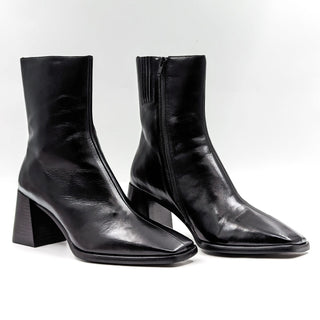 Jeffrey Campbell Women Retro Sherpal Black Leather Retro Square Toe Boots size 10