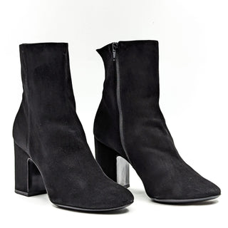 AGL Women Black Suede Chunky Heel Office Dressy Ankle Boots sz 8US EUR 38.5