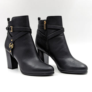 Michael Kors Women Tally MK Logo Black Faux Leather Dressy Office Boots size 11