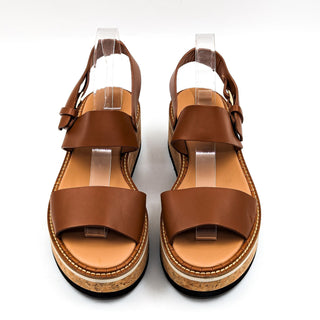 Paloma Barcelo Women Ivy Wedge Platform Brown Leather Sandals size 9US EUR39