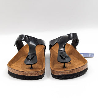 Birkenstock Women Gizeh Faux Leather Black Gloss Thong Sandals size 9US EUR 40