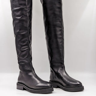 AllSaints Women Mindy OTK Western Round Black Leather Boots Sz 9 EUR 39