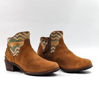 UGG X Pendleton Women Penelope Brown Fabric Suede Zip Ankle Boots size 8.5