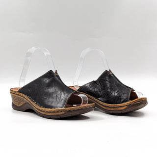 Josef Seibel Women Catalonia 58 Black Leather Mule Clogs shoes size 6.5US EUR37