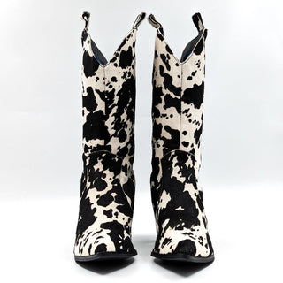 Dingo Women Live Leather Cow Printed Snip Western Cowboy Boots size 10