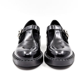 Prada Women Black Brushed Leather Mary Jane T-Strap Shoes sz 10US EUR 40