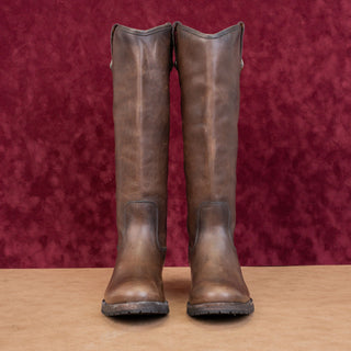 Frye Wmn Melissa Button Lug Dark Brown Leather Equestrian Riding Knee Boots 6.5