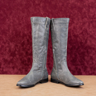 Steve Madden Women Ryson Grey Leather Tall Riding Equestrian Knee Boots sz 7.5