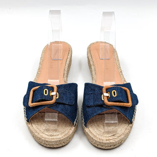 Veronica Beard Women Blue Denim Buckle Espadrilles Sandals size 10
