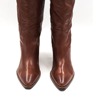 Marc Fisher Women Edenia Western Brown Leather Cowboy Boots size 7.5