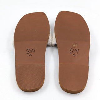 Stuart Weitzman Women Cammy Shearling Strap White Furry Slide Sandals size 10.5