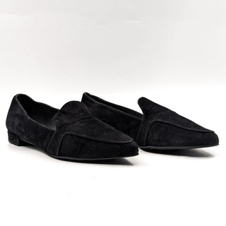 Stuart Weitzman Women Pipelopez Black Suede Pointed Toe Loafers size 8