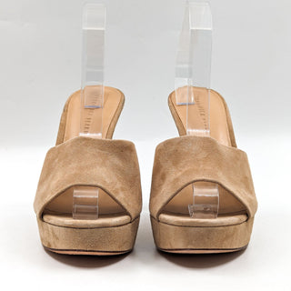 Veronica Beard Women Griddley Taupe Suede Slip on Platform Sandals size 10