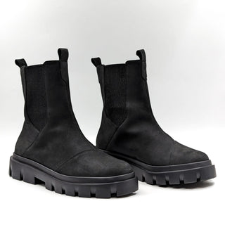 TOMS Women Rowan Black Leather Waterproof Chelsea Lug Boots size 12