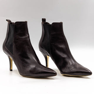 Michael Kors Women Brown Leather Dressy Office Heel Ankle Boots size 9