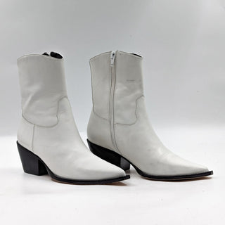 Black Suede Studio Wmn Western Cowboy White Leather Festival Boots sz 8US EUR38