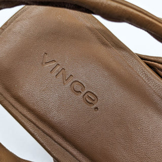 Vince Women Elm Brown Leather Slingback Strap Sandals size 9