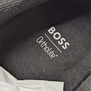 BOSS Men Panelle low-top Black Leather Athletic Lace up sneakers sz 11US EUR 44