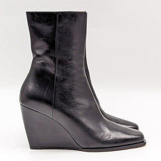 Wandler Women Gaia Black Leather Wedge Dressy Ankle Boots 7US EUR 37