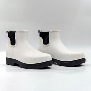 UGG Women Droplet White Rubber Rain UGG Plush Cushion Insole Ankle Boots size 9