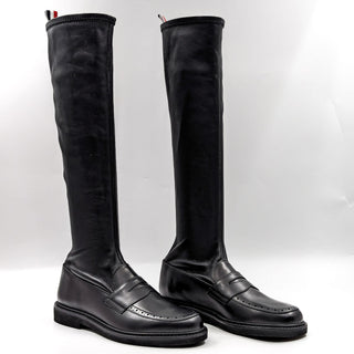 Thom Browne Women Black Leather Stretch Penny Loafer Boots size 10US EUR40