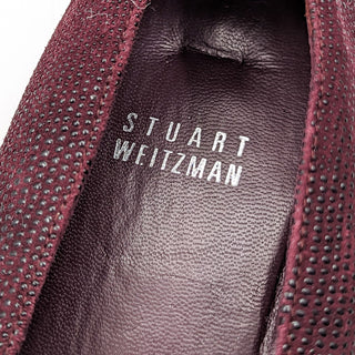 Stuart Weitzman Wmn Ribbon Detail Burgundy Leather Slip-on Sandals size 7.5