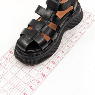 Ganni Women Creepers Caged Black Leather Platform Sandals size 11US EUR42