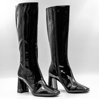 Jeffrey Campbell Women Starring Vegan Patent Leather Retro 60s Tall Boots size 8