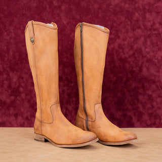 Frye Women Melissa Button Tan Leather Equestrian Riding Knee Boots sz 8