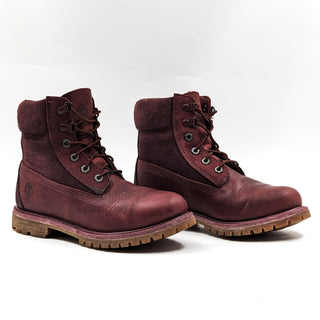 Timberland Women Premium 6Inch Burgundy Leather Lace Combat Boots size 7